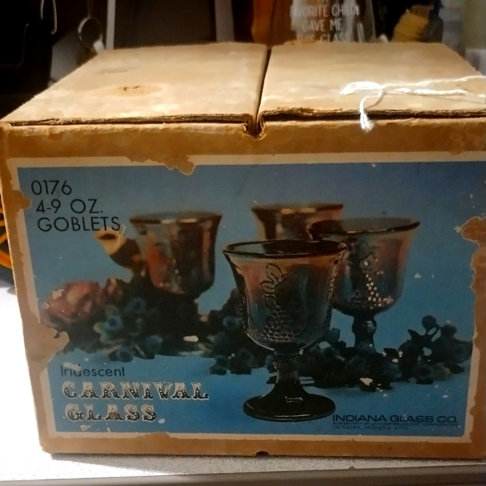 Vintage iridescent goblet carnival Indiana Glass